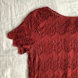 Dark red lace crop top